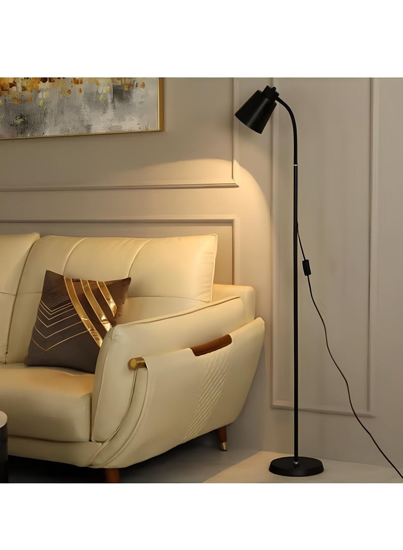 16-Color Dimmable Floor Lamp, 30W Nordic Style Floor Lamp with Dimmer, Black Standing Lamp, Adjustable Hanging Shade, Over Couch Reading Light, Modern Pole Lamp for Living Room and Bedroom, Black - Image 1